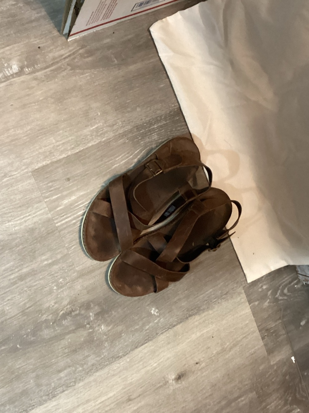 Chaco Brown Leather Cross-Strap Women's Sandals